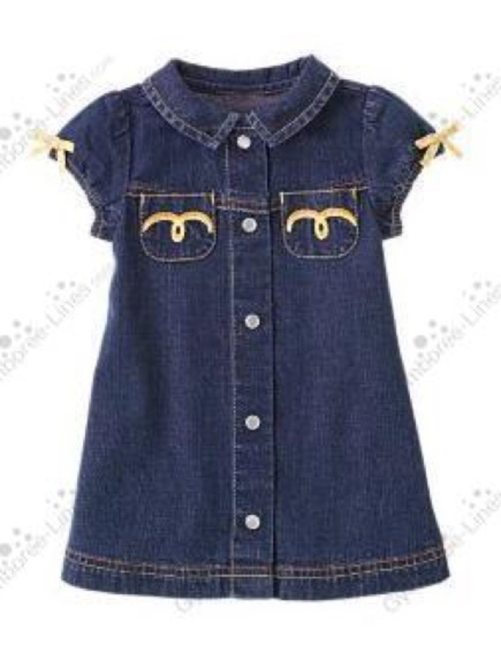 Gymboree Vintage 2006 Denim Button-Front Dress 18-24 mo Jean Yellow bows western
